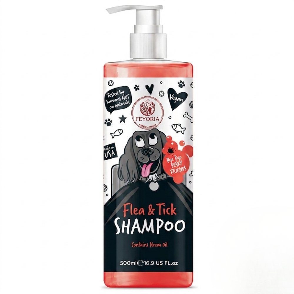 Feyoria Flea & Tick Dog Shampoo with Neem Oil - 500ml (16.9 Fl. Oz)