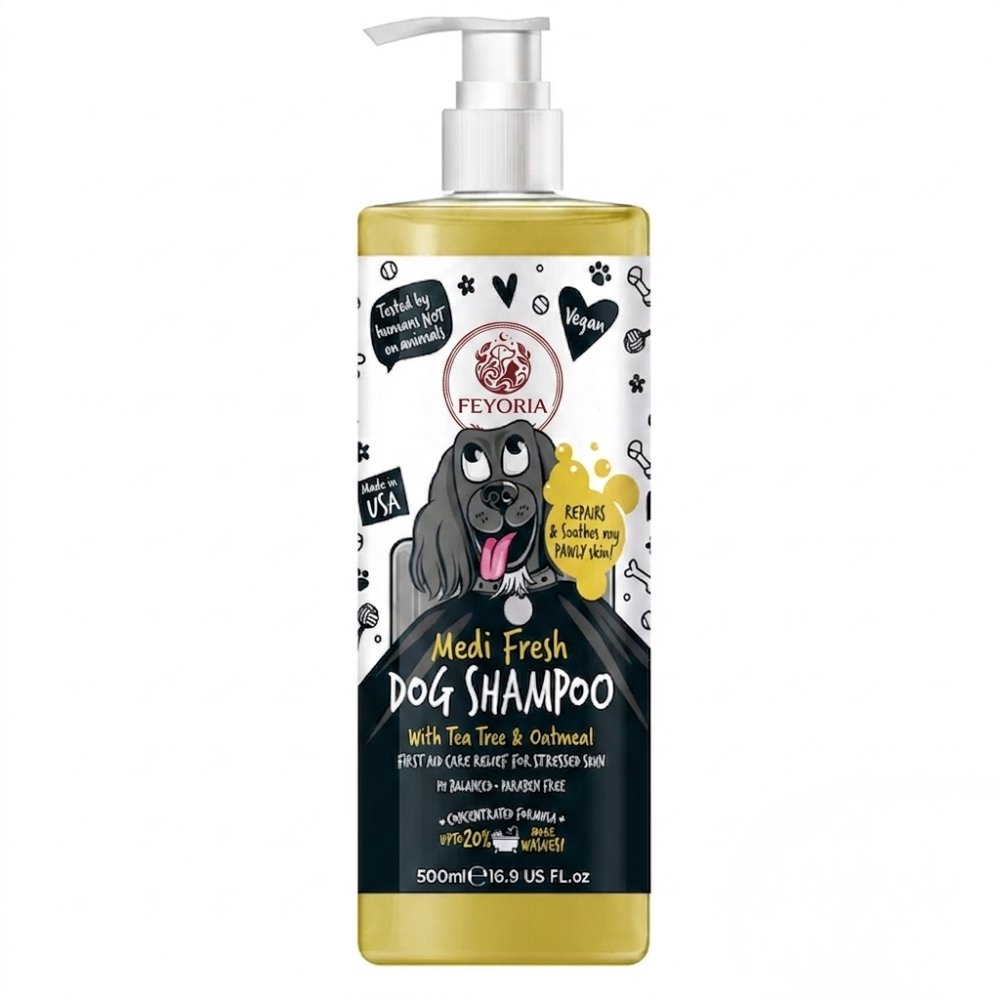 Feyoria Medi Fresh Dog Shampoo with Tea Tree & Oatmeal - 500ml (16.9 Fl. Oz)