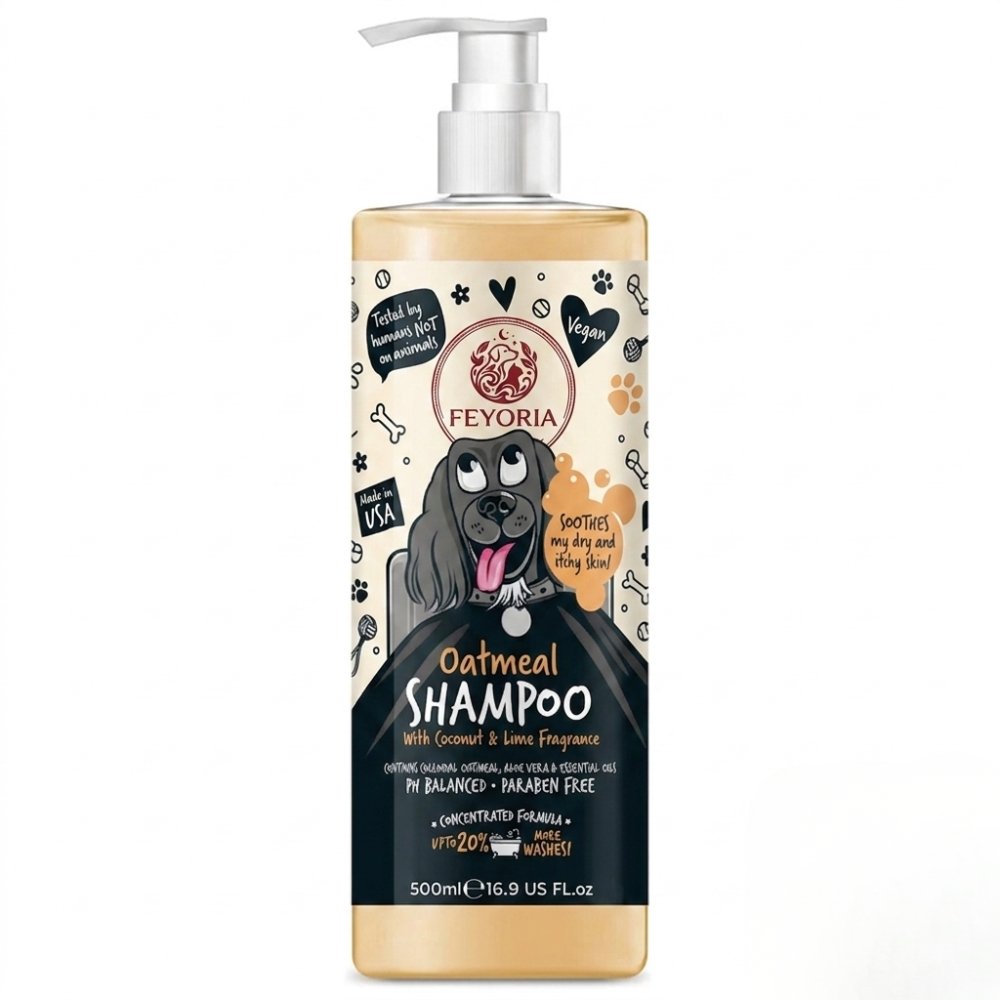 Feyoria Oatmeal Dog Shampoo with Coconut & Lime Fragrance - 500ml (16.9 Fl. Oz)
